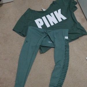 Pink leggins an top